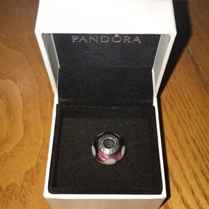 Pandora Violet Murano Glass Bead with Grey Hearts